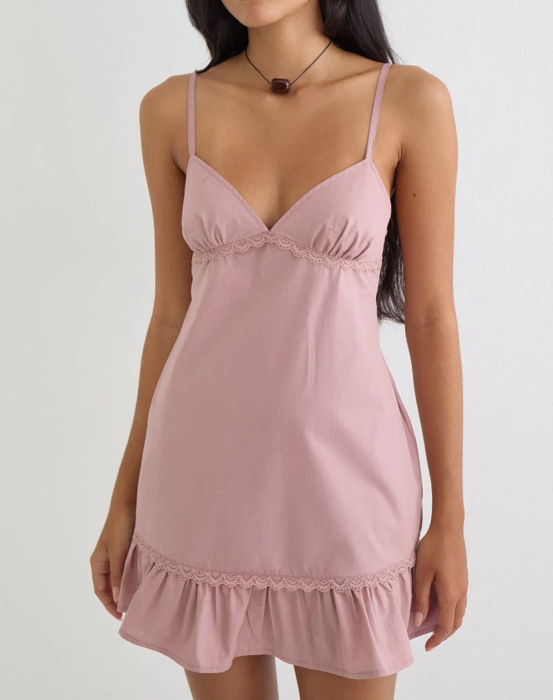 Mini-robe Tavita en popeline rose poudré