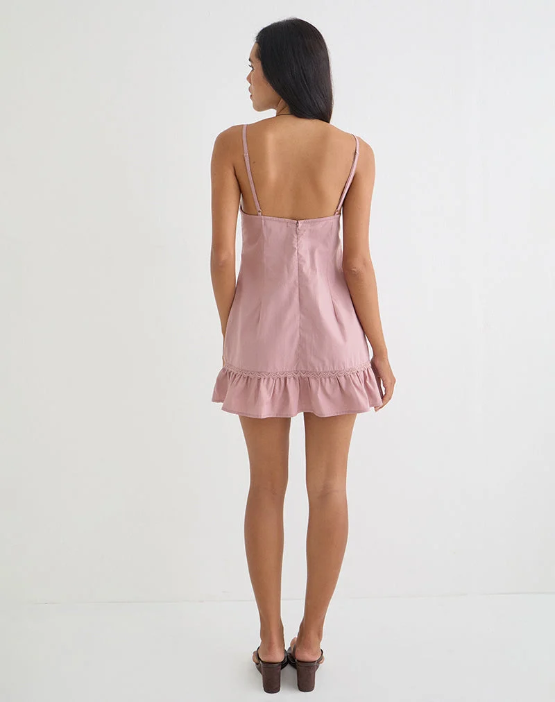 Mini-robe Tavita en popeline rose poudré
