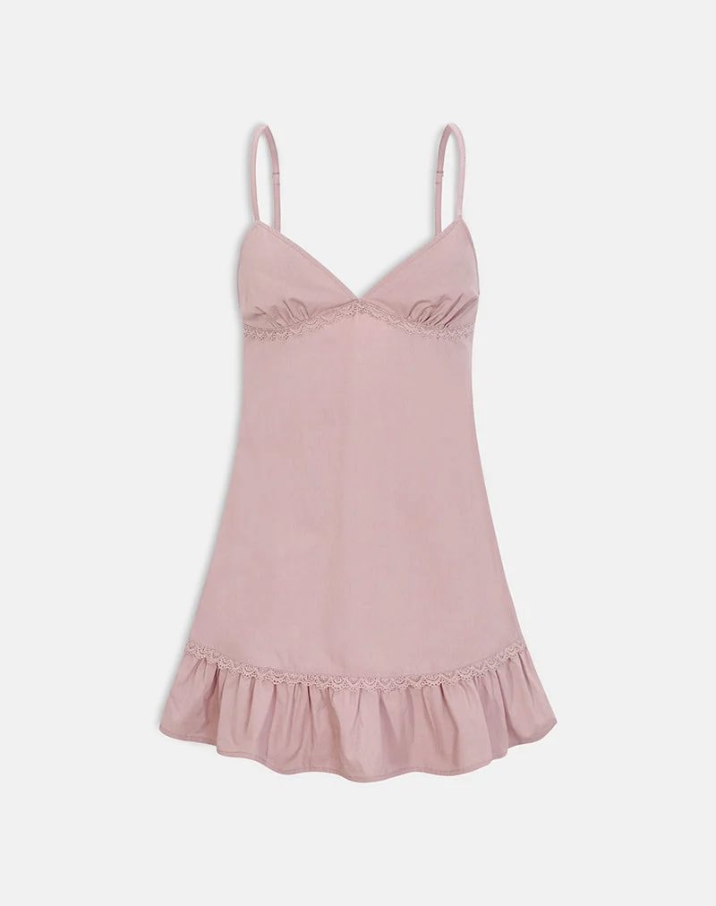 Mini-robe Tavita en popeline rose poudré