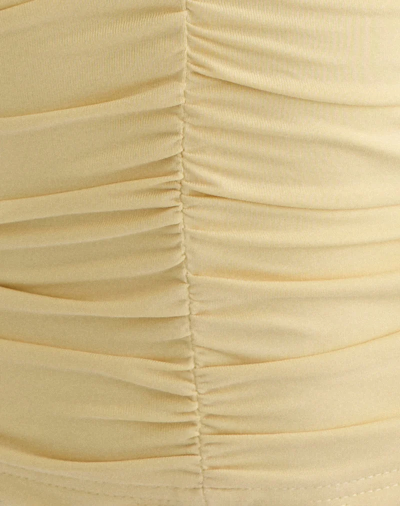 Haut plongeant froncé Rasha, couleur jaune cupro