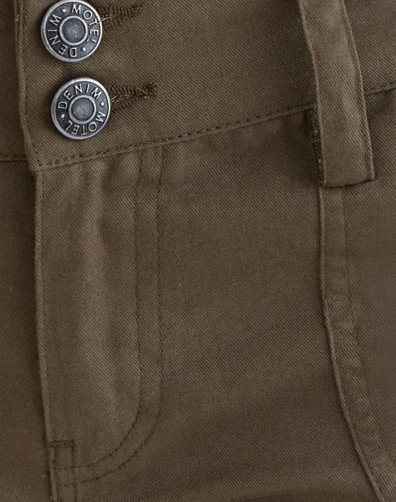 Short cargo Olra en sergé léger de coton, couleur kaki