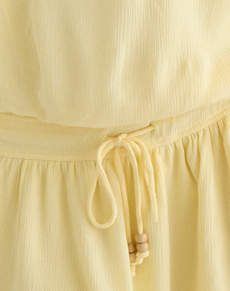 Mini-robe Moka, jaune beurre froissé