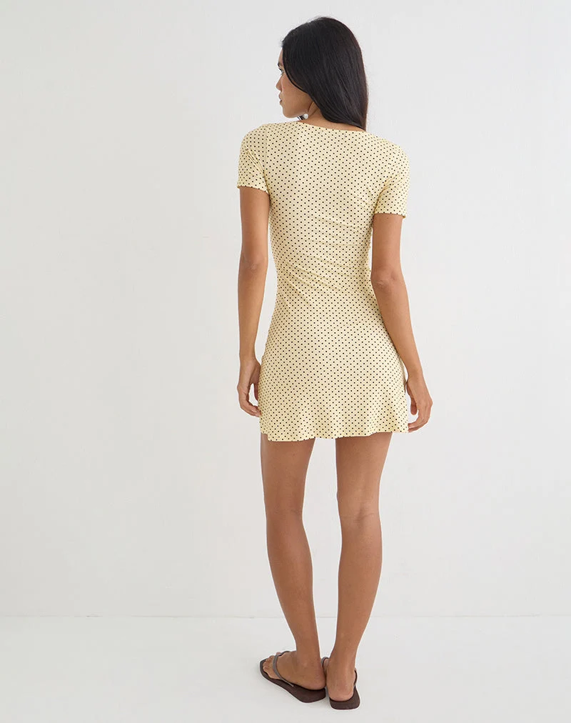 Mini-robe Letiria jaune beurre à micro-pois