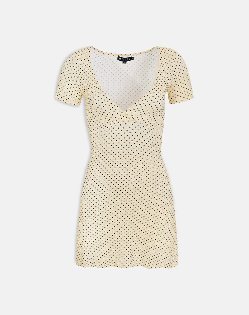 Mini-robe Letiria jaune beurre à micro-pois