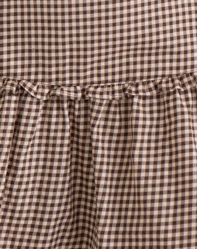 Mini-jupe Buffya en vichy marron