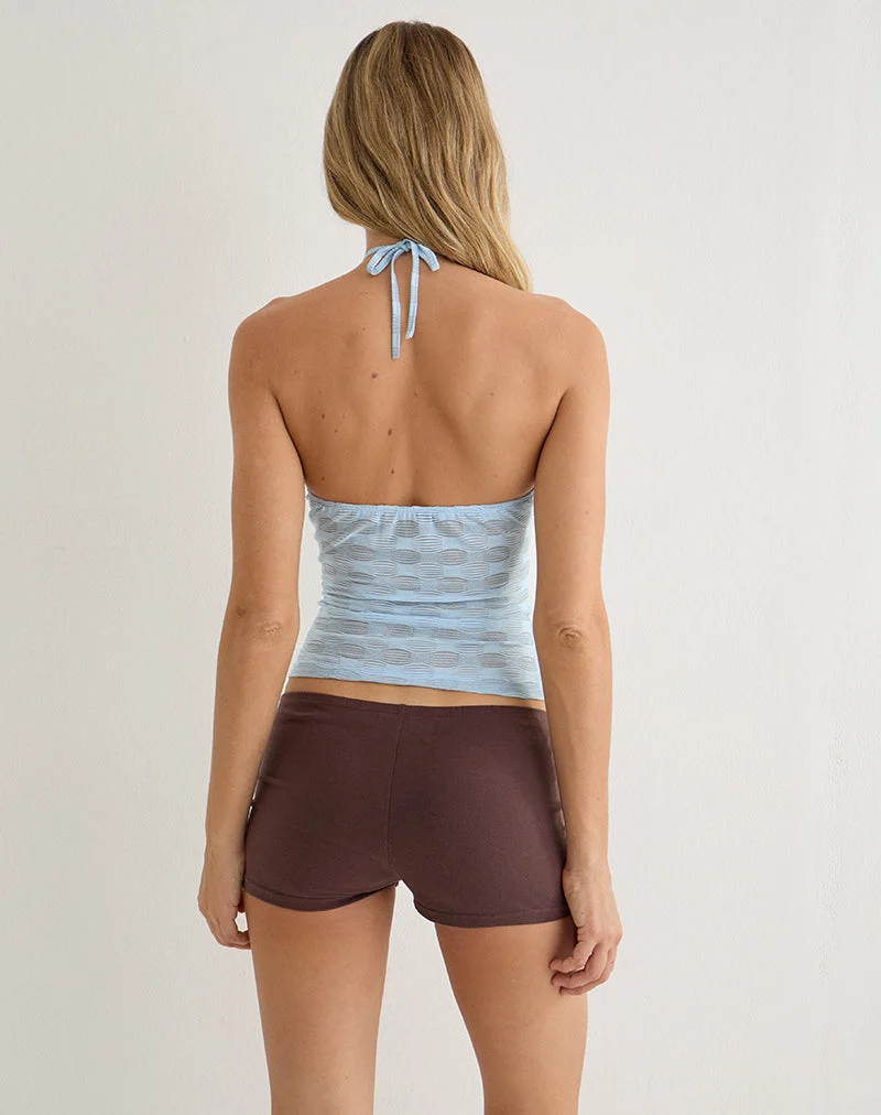 Haut à découpes Ottilia en maille texturée bleue