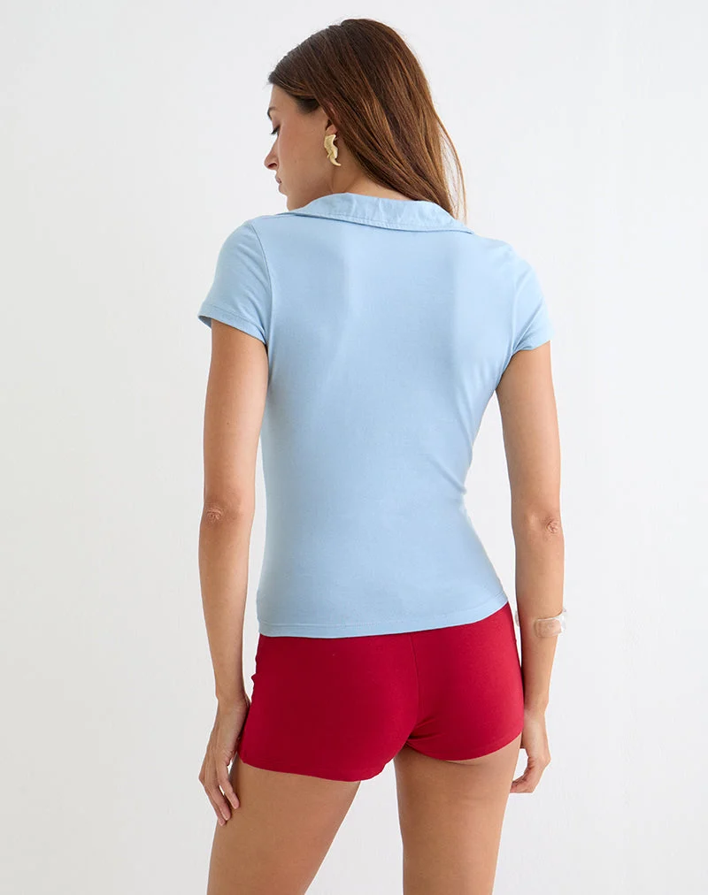 Haut à col Novee, couleur bleu Nantucket, avec anneau en O