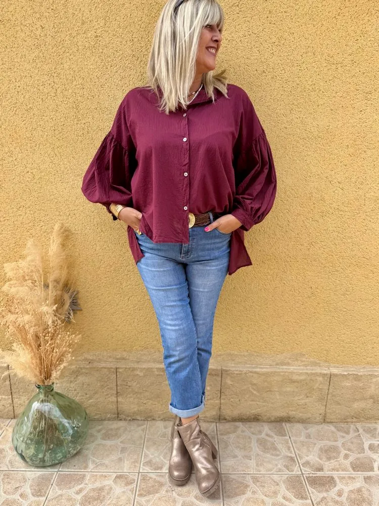 Chemise méga loose Lisa prune