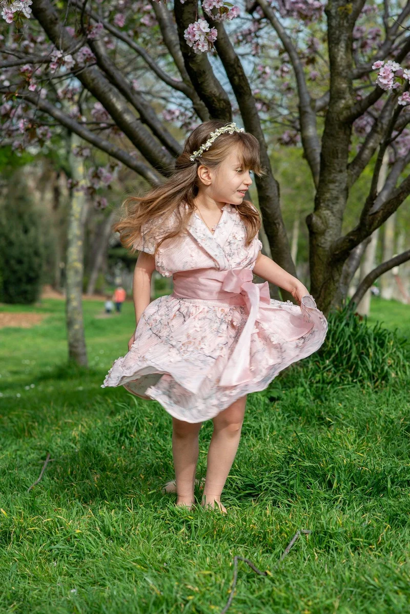 Robe Bradshaw fleuris rose - Modèle petite fille