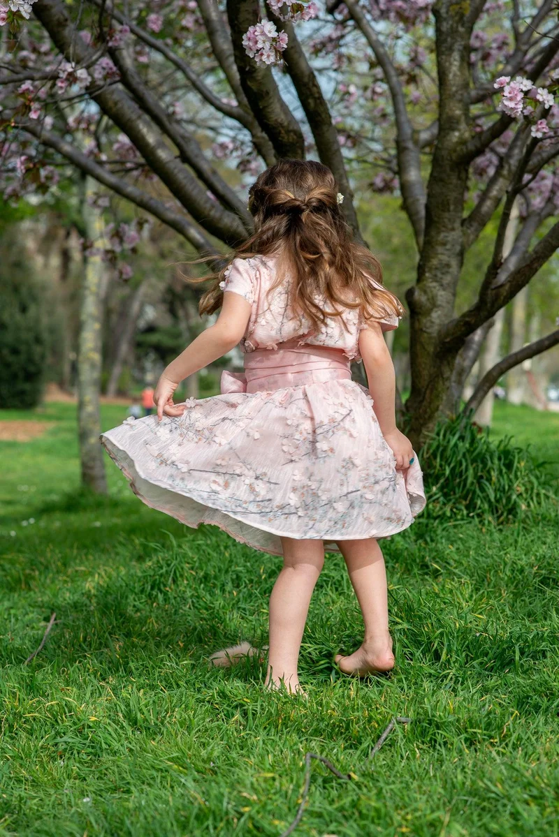 Robe Bradshaw fleuris rose - Modèle petite fille