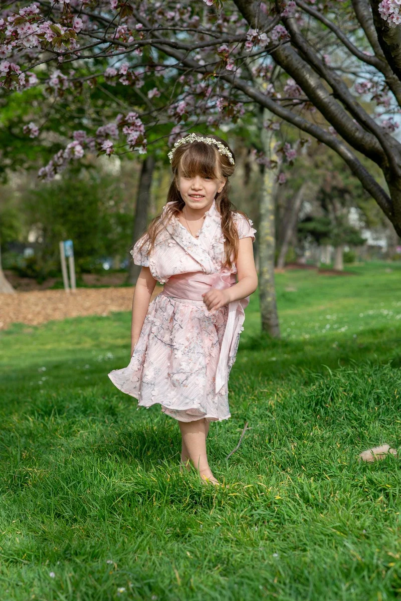 Robe Bradshaw fleuris rose - Modèle petite fille