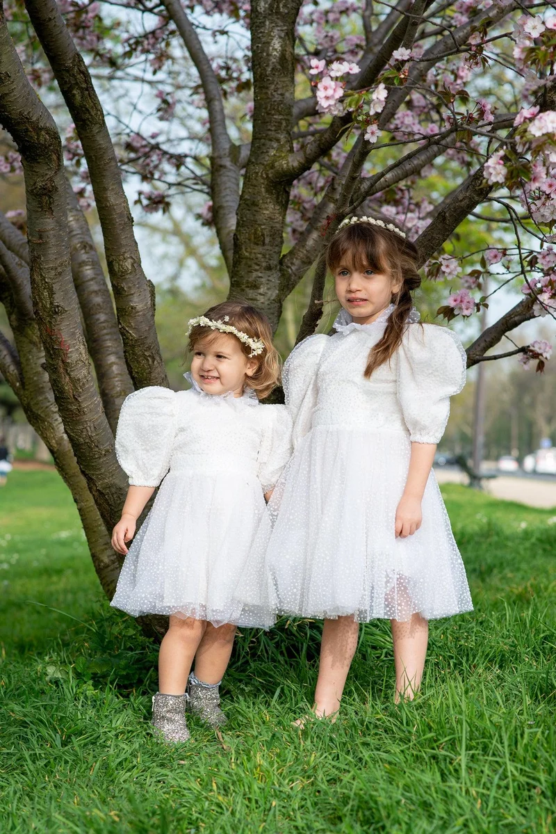Robe blanche en tulle - Modèle petite fille