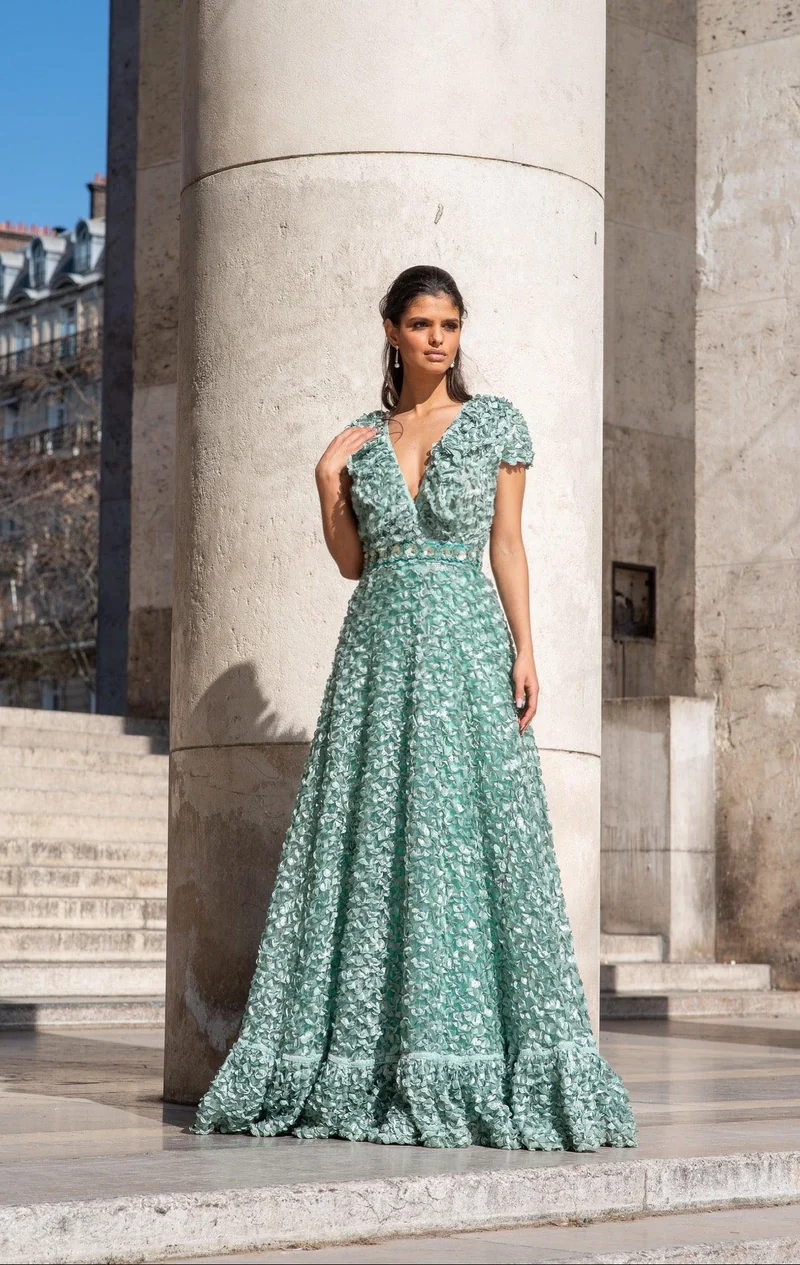 Vente Robe pétales brodées vert d'eau