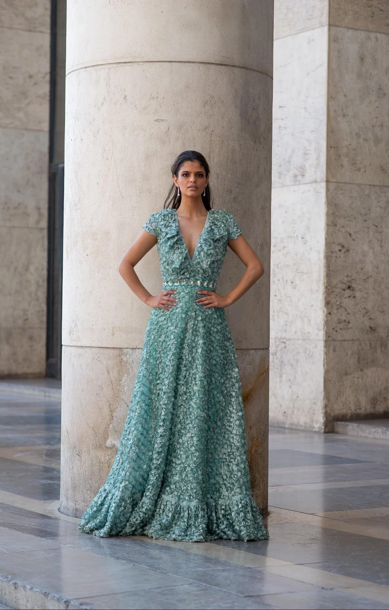 Vente Robe pétales brodées vert d'eau