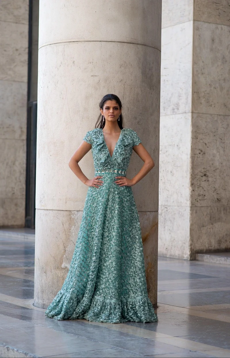 Vente Robe pétales brodées vert d'eau