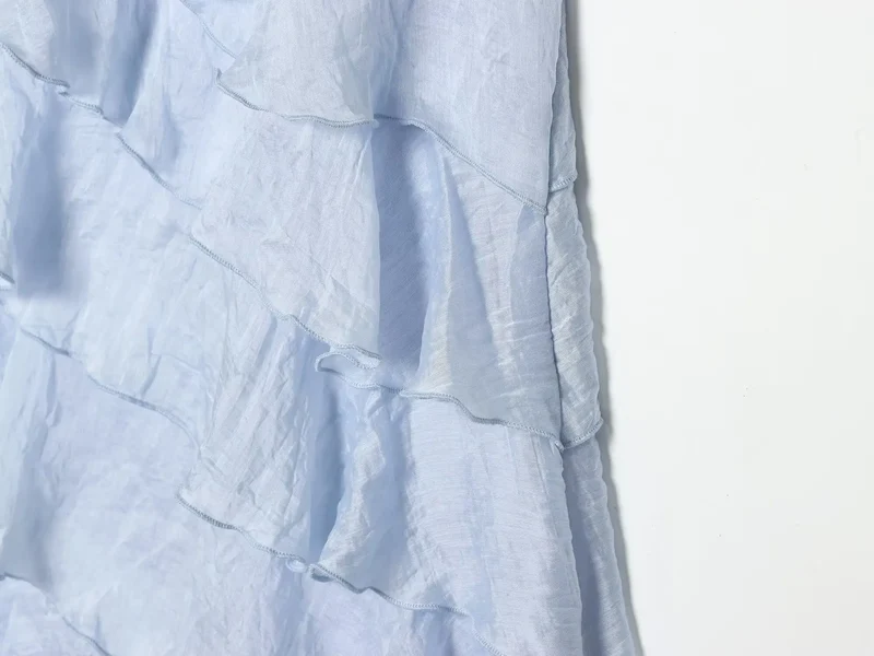 Robe à volants dos nu bleue