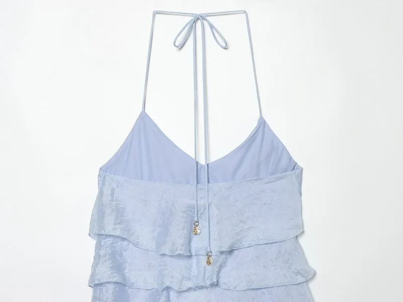 Robe à volants dos nu bleue