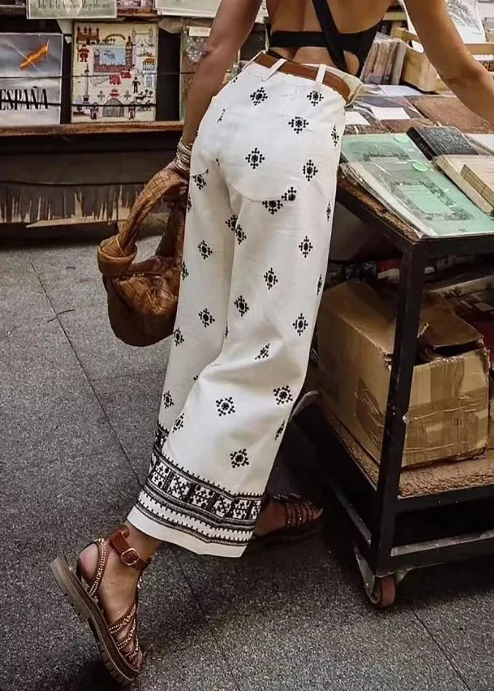 Pantalon Vintage en lin pour femmes