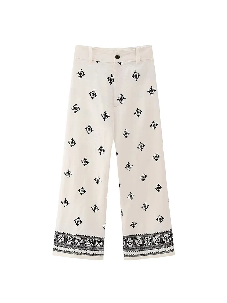Pantalon Vintage en lin pour femmes
