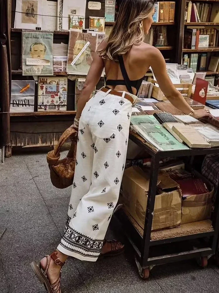 Pantalon Vintage en lin pour femmes