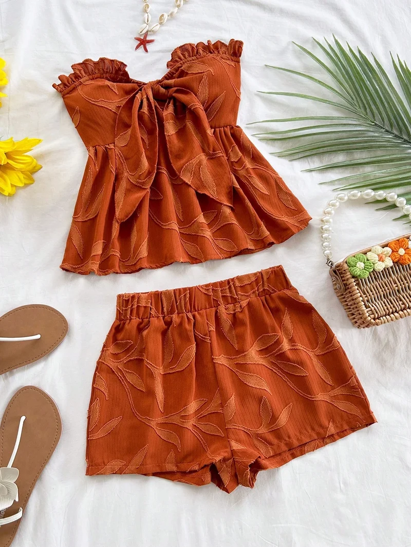 Ensemble Short et Top Bandeau Orange