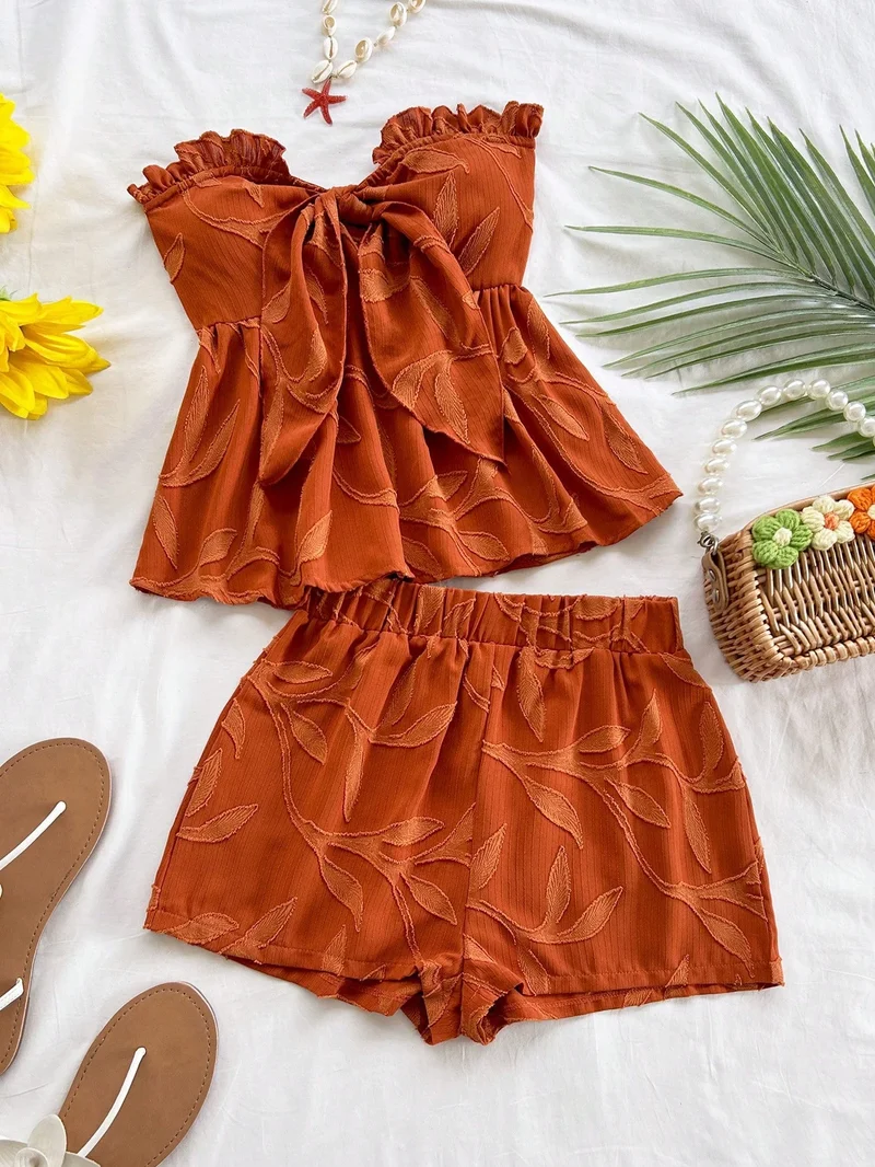 Ensemble Short et Top Bandeau Orange