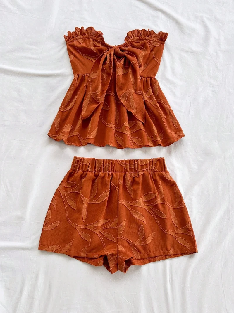 Ensemble Short et Top Bandeau Orange