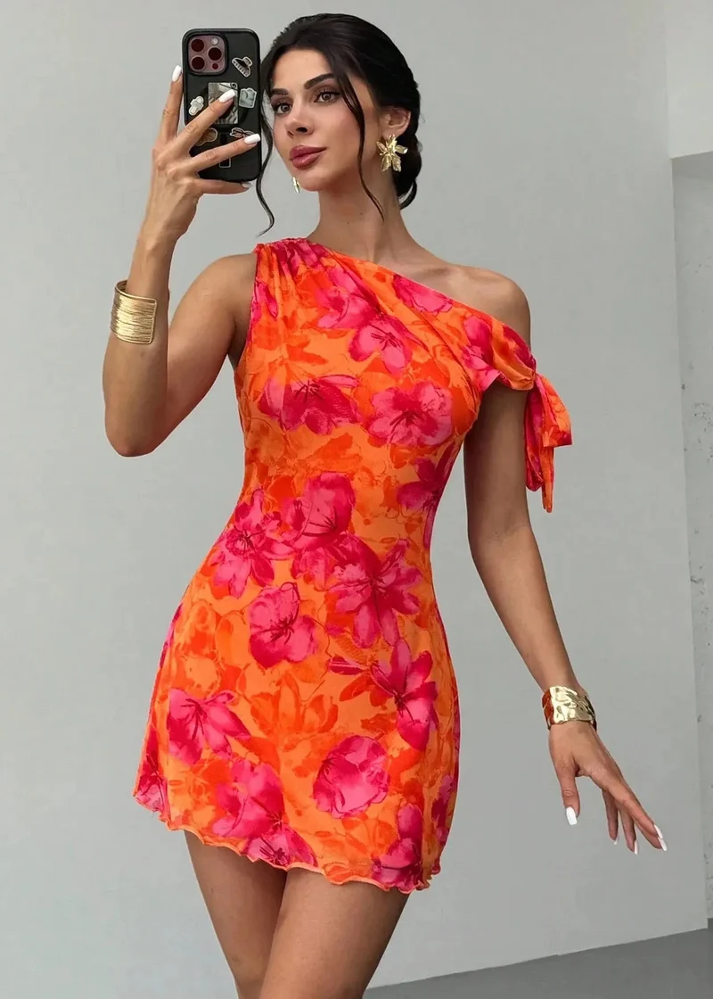 Robe Asymétrique Orange Chic