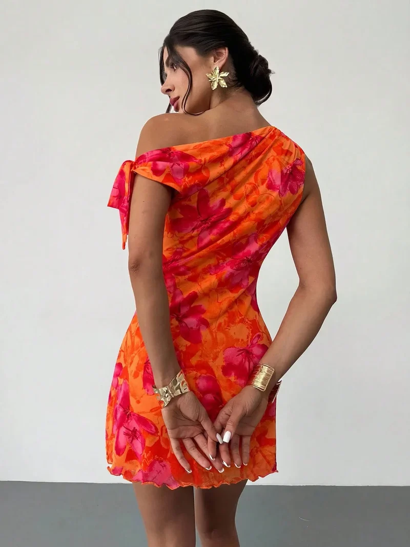 Robe Asymétrique Orange Chic