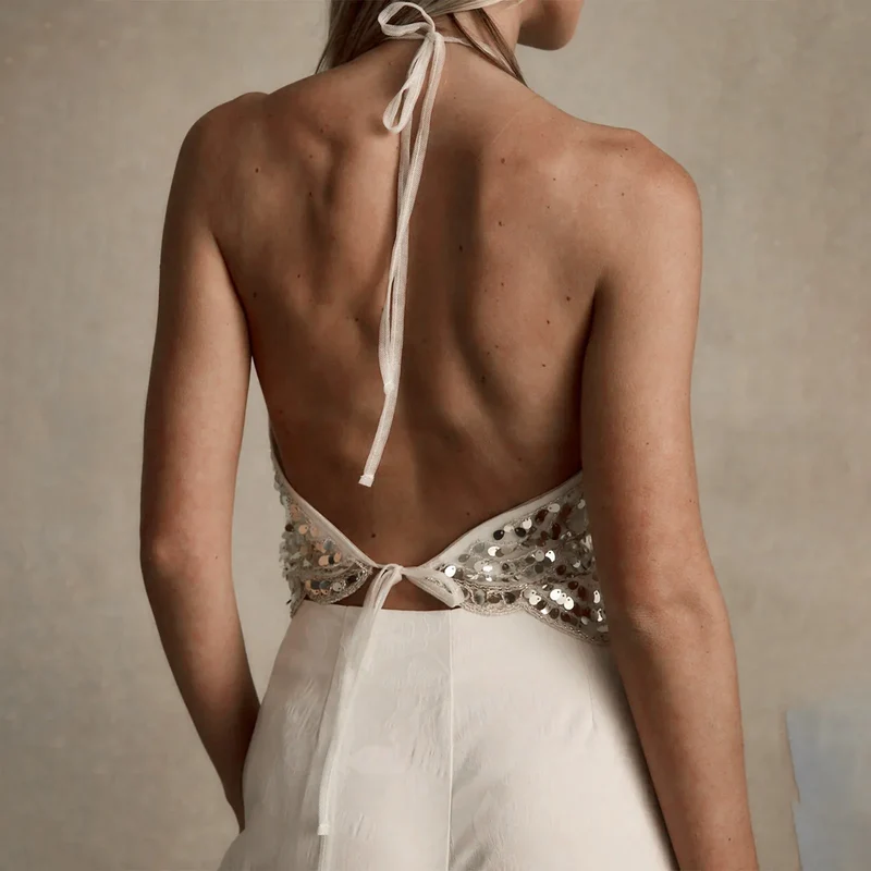 Top A Sequins Blanc Chic