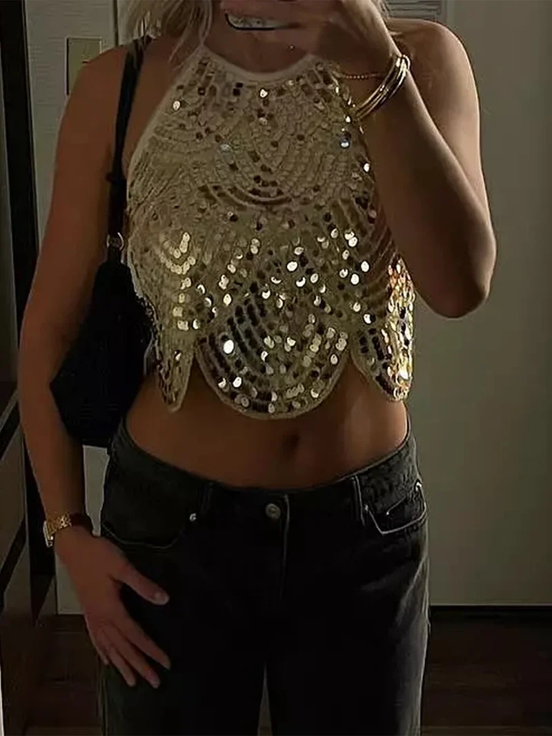 Top A Sequins Blanc Chic