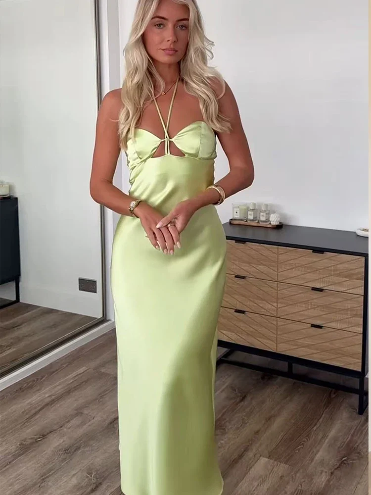 Robe de Soirée Jaune Citron Satinée Bustier