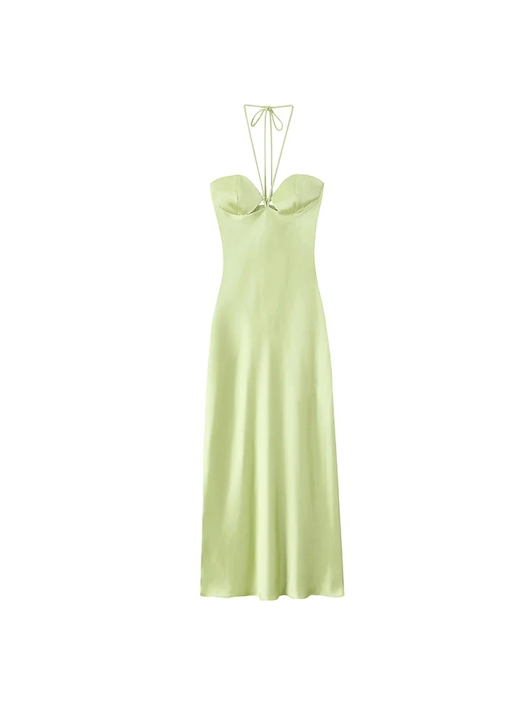 Robe de Soirée Jaune Citron Satinée Bustier