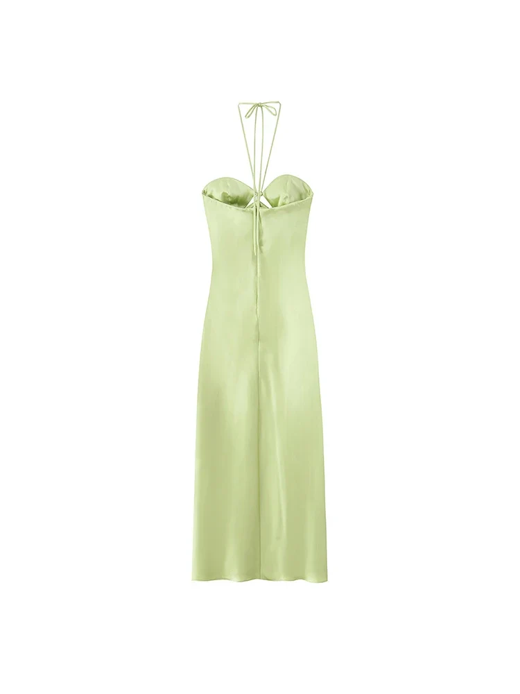 Robe de Soirée Jaune Citron Satinée Bustier