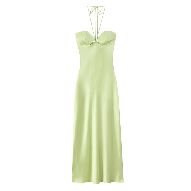 Robe de Soirée Jaune Citron Satinée Bustier