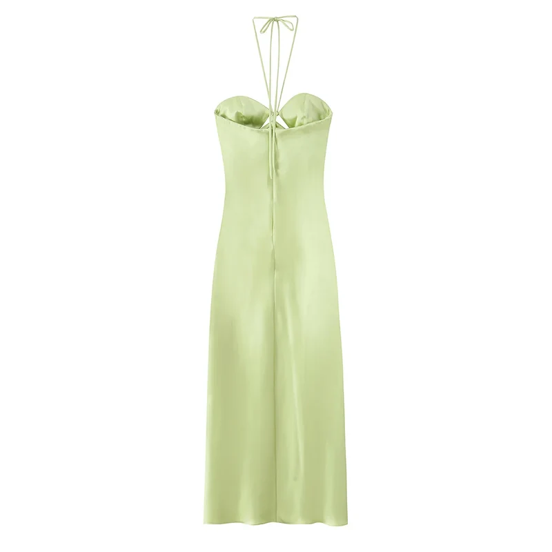 Robe de Soirée Jaune Citron Satinée Bustier