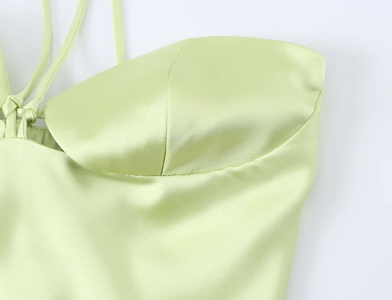 Robe de Soirée Jaune Citron Satinée Bustier