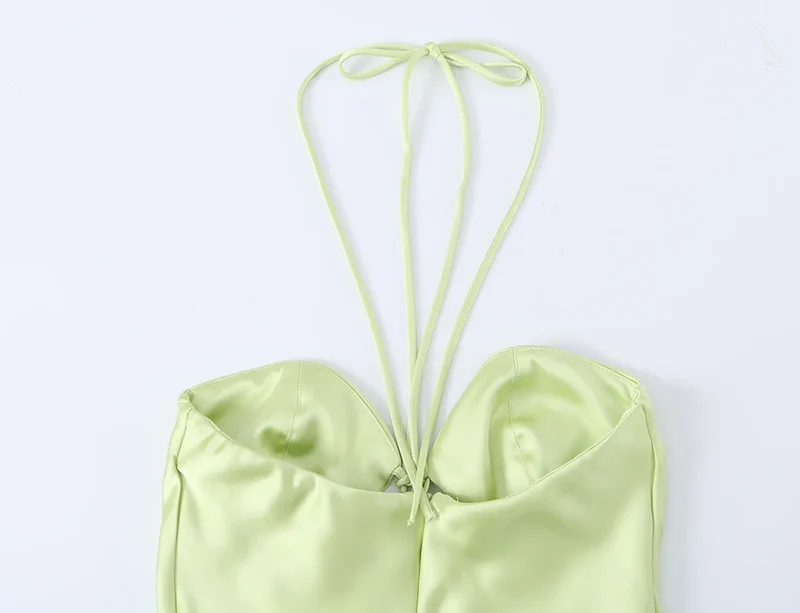 Robe de Soirée Jaune Citron Satinée Bustier
