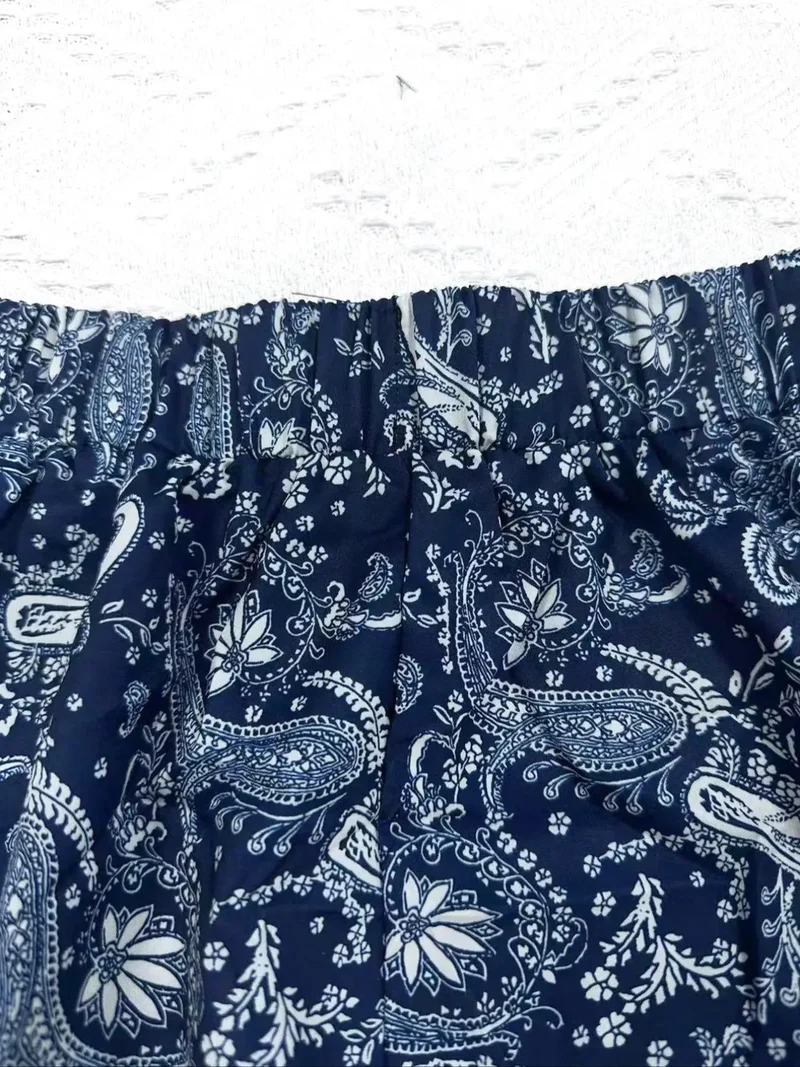 Short Bohème Imprimé Cachemire Bleu