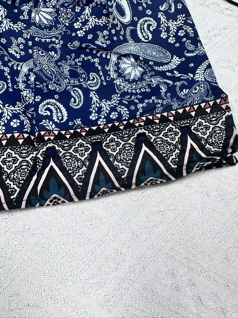 Short Bohème Imprimé Cachemire Bleu