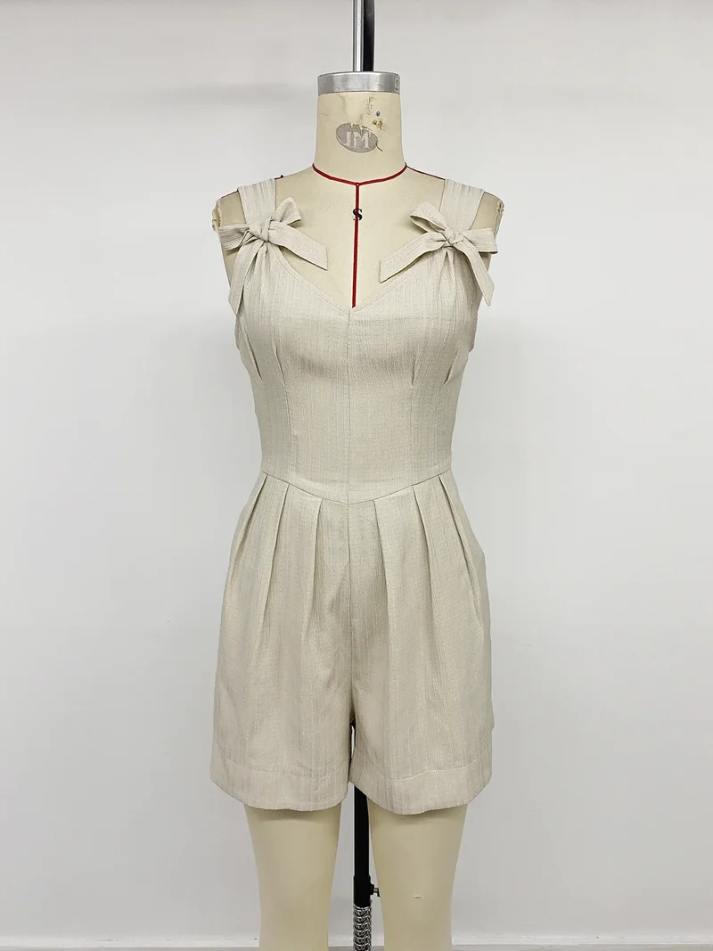 Combi Short Beige Avec Noeuds