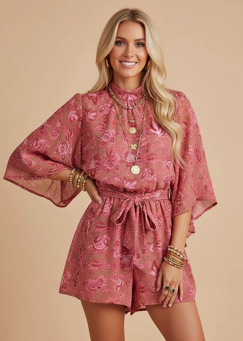 Combinaison Jupe Vintage Chic Rose pour Femme