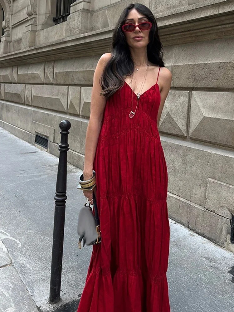 Robe longue marron chic a bretelles
