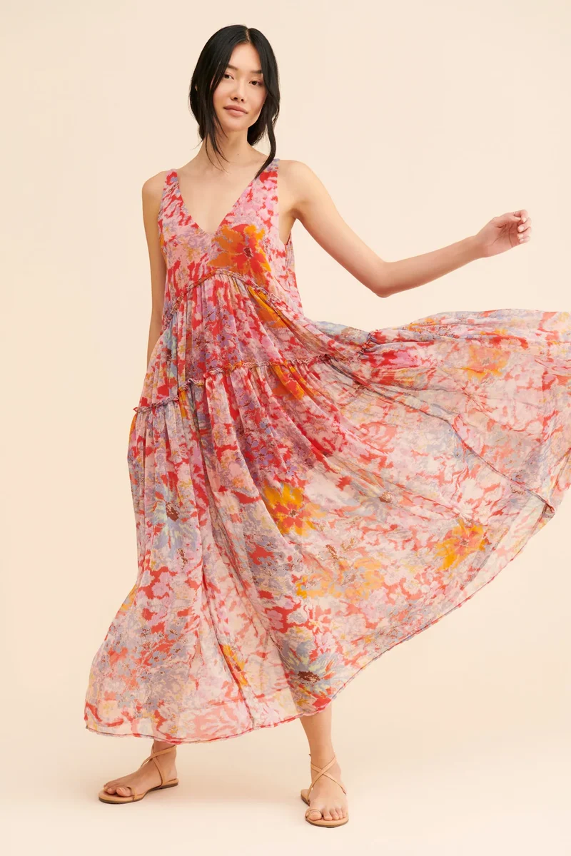 Robe légère en mousseline bohème