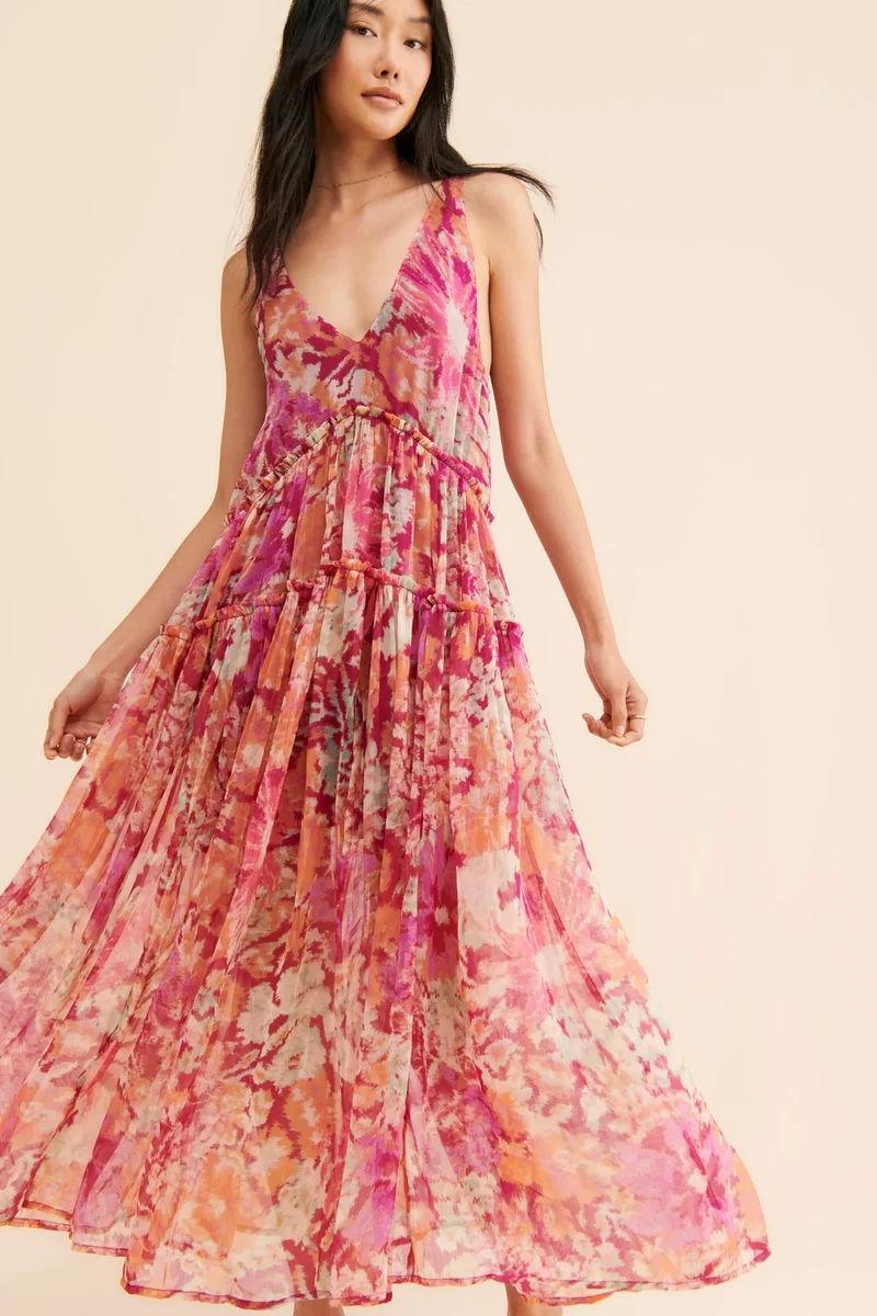 Robe légère en mousseline bohème