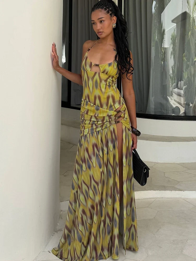 Robe bohème chic verte citron