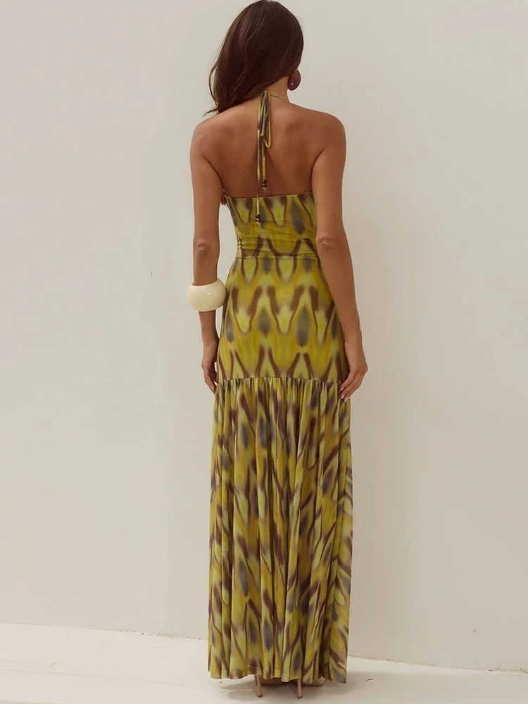 Robe bohème chic verte citron
