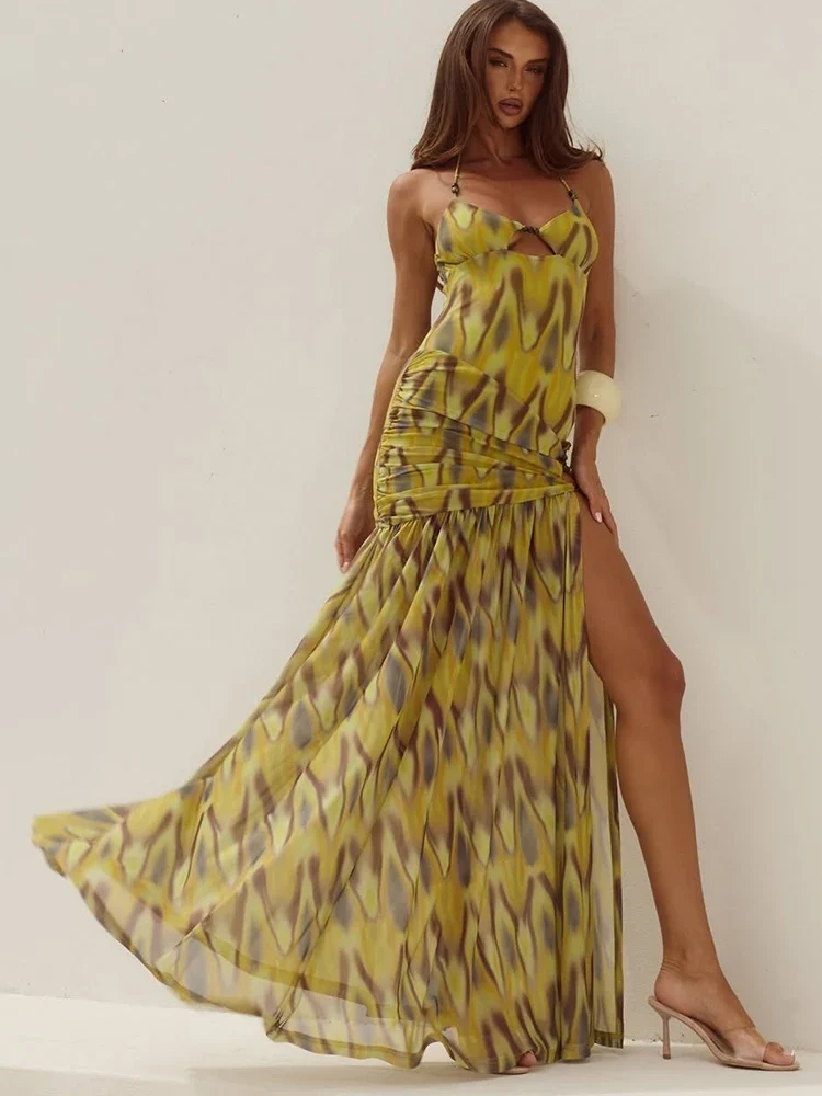 Robe bohème chic verte citron