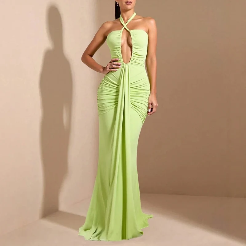 Robe de soirée chic verte moulante