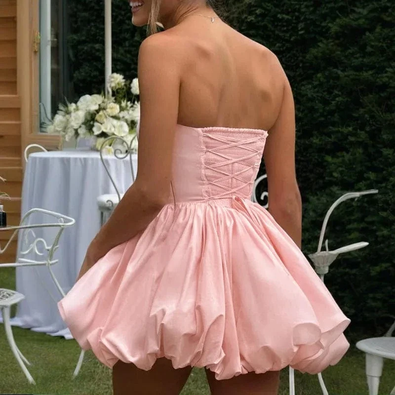 Robe bustier rose laçage au dos